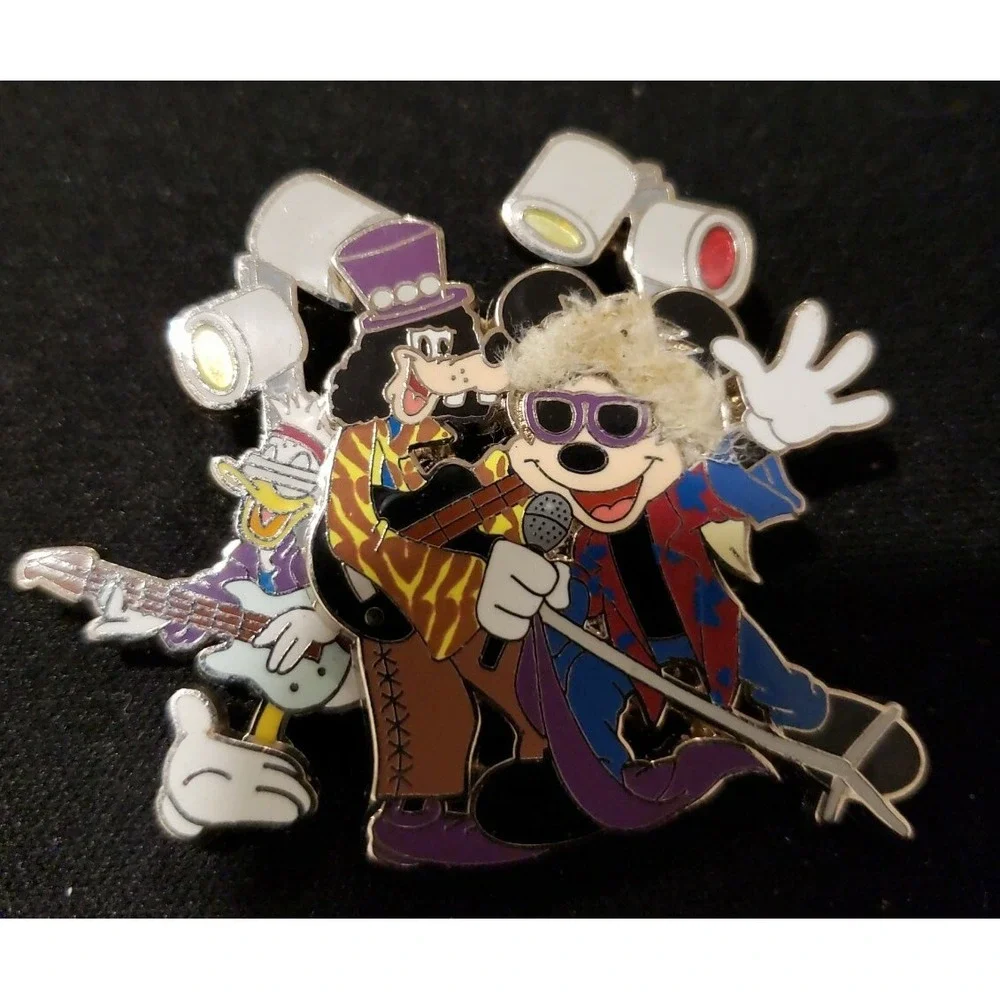 Disney Pin Disco WDW White Glove (FAB 3) Mickey Goofy LE 500 57443 Big Hair Band